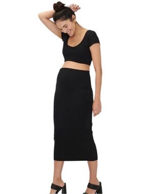 Hatch Black Maternity Pencil Skirt